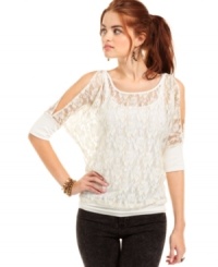 Update your closet with richly feminine pieces! Only Sky's pretty top marries filmy lace with chic, blouson style. Update your closet with richly feminine pieces! Only Sky's pretty top marries filmy lace with chic, blouson style.