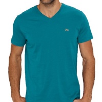 Lacoste Men's Short Sleeve V-Neck Pima Cotton T-Shirt Perroquet-Medium Lacoste Men's Short Sleeve V-Neck Pima Cotton T-Shirt Perroquet-Medium