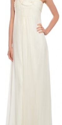 Badgley Mischka Women's Sheer Silk Draped Chiffon Rosette Gown Badgley Mischka Women's Sheer Silk Draped Chiffon Rosette Gown