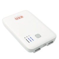 EZOPower White 2 USB Port Compact External Portable Rechargeable Emergency Backup Battery Charger-5000mAh