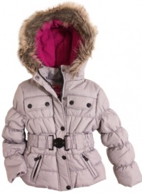 Dollhouse Girls Fleece Lined Hooded Bubble Jacket with Belt - Silver (Size 5/6) Dollhouse Girls Fleece Lined Hooded Bubble Jacket with Belt - Silver (Size 5/6)