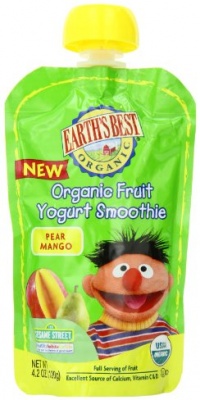 Earth's Best Organic Pear Mango Fruit Yogurt Smoothie, 4.2 Ounce Pouches (Pack of 12) Earth's Best Organic Pear Mango Fruit Yogurt Smoothie, 4.2 Ounce Pouches (Pack of 12)