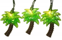 Set of 10 Tropical Paradise Green Palm Tree Party Patio Christmas Lights - Green Wire