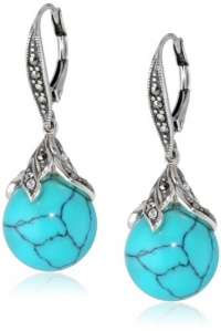 Judith Jack Paradise Marcasite Turquoise Crystal Bead Drop Earrings Judith Jack Paradise Marcasite Turquoise Crystal Bead Drop Earrings
