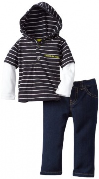 Calvin Klein Baby-Boys Infant Stripes Two Fer Hooded Comfort Top With Jeans Calvin Klein Baby-Boys Infant Stripes Two Fer Hooded Comfort Top With Jeans