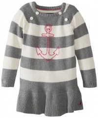 Nautica Girls 2-6X Stripe Sweater Dress, Grey Heather, 4T Nautica Girls 2-6X Stripe Sweater Dress, Grey Heather, 4T