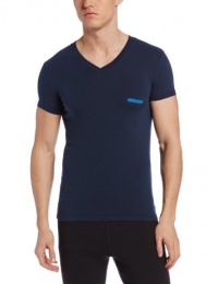 Emporio Armani Men's Embroidery Logo Stretch C T-Shirt, Marine, Medium Emporio Armani Men's Embroidery Logo Stretch C T-Shirt, Marine, Medium