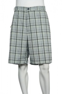Izod Golf Men's Light Gray Plaid Flat Front Walking Shorts Izod Golf Men's Light Gray Plaid Flat Front Walking Shorts