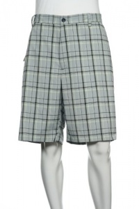 Izod Golf Men's Light Gray Plaid Flat Front Walking Shorts