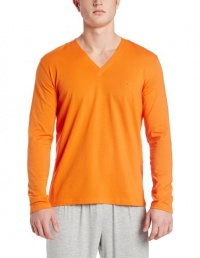 HUGO BOSS Men's Cotton Stretch Long Sleeve V-Neck Shirt, Orange, Large HUGO BOSS Men's Cotton Stretch Long Sleeve V-Neck Shirt, Orange, Large