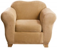 Sure Fit Stretch Royal Diamond 2-Piece Chair Slipcover, Gold Sure Fit Stretch Royal Diamond 2-Piece Chair Slipcover, Gold