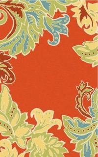 Liora Manne Ravella Ornamental Leaf Border Rug, 5-Feet by 7-Feet 6-Inch, Orange Liora Manne Ravella Ornamental Leaf Border Rug, 5-Feet by 7-Feet 6-Inch, Orange