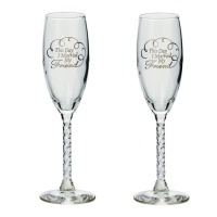 Jamie Lynn Toasting Flutes, This Day I Married My Friend, Silver, Set of 2