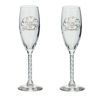 Jamie Lynn Toasting Flutes, This Day I Married My Friend, Silver, Set of 2 Jamie Lynn Toasting Flutes, This Day I Married My Friend, Silver, Set of 2