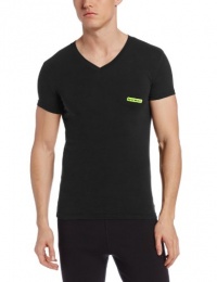 Emporio Armani Men's Embroidery Logo Stretch C T-Shirt, Black, Medium