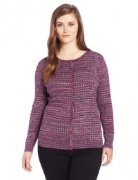 Jones New York Women's Plus-Size Long Sleeve Belted Cardigan Sweater, Mulberry/Amethyst, 1X