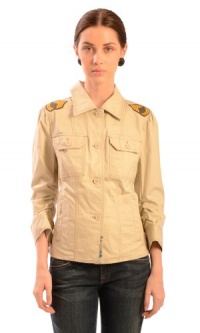 Juicy Couture Women's Skyler Twill Military Jacket Khaki SM