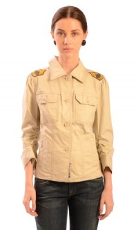 Juicy Couture Women's Skyler Twill Military Jacket Khaki SM Juicy Couture Women's Skyler Twill Military Jacket Khaki SM