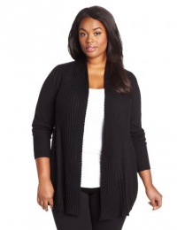 Calvin Klein Women's Plus-Size Texture Trim Flyaway Sweater Calvin Klein Women's Plus-Size Texture Trim Flyaway Sweater