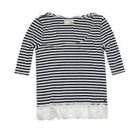 Denim & Supply by Ralph Lauren Three Quarter Sleeve Striped Lace Tee Top Denim & Supply by Ralph Lauren Three Quarter Sleeve Striped Lace Tee Top