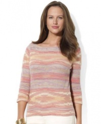 RALPH LAUREN PLUS SIZE SWEATER, THREE-QUARTER SLEEVE MULTI SIZE 1X RALPH LAUREN PLUS SIZE SWEATER, THREE-QUARTER SLEEVE MULTI SIZE 1X