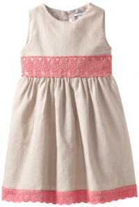 Hartstrings Girls 2-6X Little Sleeveless Cotton Linen Dress, Brown, 6