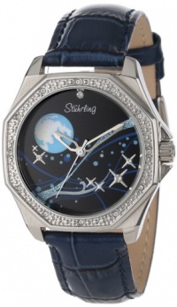 Stuhrling Original Women's 8231D.1115C1 Nautical Nemo Universe Swiss Quartz Swarovski Crystal Blue Leather Strap Watch