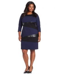DKNYC Women's Plus-Size Three-Quarter Sleeve Faux Leather Dress DKNYC Women's Plus-Size Three-Quarter Sleeve Faux Leather Dress