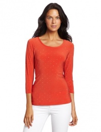 Vince Camuto Women's Allover Emellished Dolman Top, Deep Orange, Large Vince Camuto Women's Allover Emellished Dolman Top, Deep Orange, Large