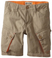 Freestyle Boys 2-7 Contrast Rib Stop Short, Khaki/Orange, 5 Freestyle Boys 2-7 Contrast Rib Stop Short, Khaki/Orange, 5