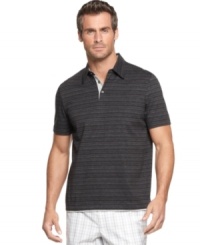 This slub weave polo from Perry Ellis take a classic and gives it a laid back vibe perfect for lazy Sunday style. This slub weave polo from Perry Ellis take a classic and gives it a laid back vibe perfect for lazy Sunday style.