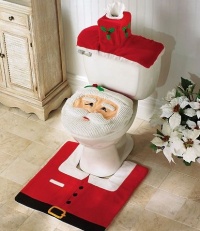 Santa Toilet Seat Cover and Rug Set Santa Toilet Seat Cover and Rug Set