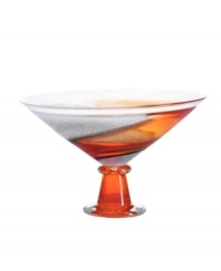 A unique piece that enhances a table or mantelpiece and serves as a majestic display for assorted fruit, this handcrafted bowl from one of the leading glass houses is graced with radiant hues of rust and orange ascending from base to mouth. 7 1/2 tall. Imported. A unique piece that enhances a table or mantelpiece and serves as a majestic display for assorted fruit, this handcrafted bowl from one of the leading glass houses is graced with radiant hues of rust and orange ascending from base to mouth. 7 1/2 tall. Imported.