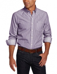 IZOD Men's Slim Fit Long Sleeve Mini Check Button Down Shirt