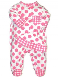 Offspring - Baby Girls Newborn Dot Footie and Hat, Rose, 3 Months Offspring - Baby Girls Newborn Dot Footie and Hat, Rose, 3 Months