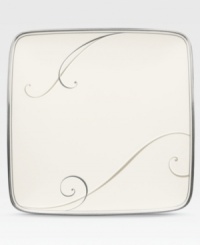Fluid platinum scrolls glide freely throughout these beautiful fine china square plates from Noritake. Easy to match with any decor, the fresh and elegant Platinum Wave collection of dinnerware and dishes is a timeless look for fine dining or luxurious everyday meals. Fluid platinum scrolls glide freely throughout these beautiful fine china square plates from Noritake. Easy to match with any decor, the fresh and elegant Platinum Wave collection of dinnerware and dishes is a timeless look for fine dining or luxurious everyday meals.