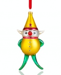 Making his first appearance at the 1947 Macy's Thanksgiving Day Parade, the elf balloon is a true holiday classic. Today the family favorite soars over New York City and into your home as a collectible glass ornament. Making his first appearance at the 1947 Macy's Thanksgiving Day Parade, the elf balloon is a true holiday classic. Today the family favorite soars over New York City and into your home as a collectible glass ornament.