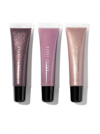 Everything's better in threes. Destined to make the lip gloss lovers on your list swoon, this trio of easy-to-use tubes features a shade from each formula: Glitter Lip Gloss in grape, Shimmer Lip Gloss in Pink Mist and Pink Violet Lip Gloss (for just a hint of pretty color). Made in Canada. 