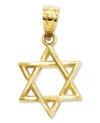 An iconic symbol of faith. This 3D Star of David makes the perfect gift. Crafted in 14k gold. Chain not included. Approximate length: 8/10 inch. Approximate width: 1/2 inch. An iconic symbol of faith. This 3D Star of David makes the perfect gift. Crafted in 14k gold. Chain not included. Approximate length: 8/10 inch. Approximate width: 1/2 inch.