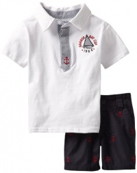 Nannette Baby-boys Infant 2 Piece Knit Shirt and Woven Short Set, White, 12 Months Nannette Baby-boys Infant 2 Piece Knit Shirt and Woven Short Set, White, 12 Months