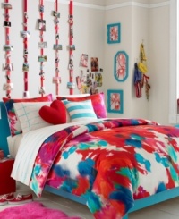 The Poppy Art Floral comforter set from Teen Vogue bedding features vibrant cool blues, purples and greens mixing with hot reds, oranges and pinks for an ultimate expression in modern art. Coordinate with the Poppy Art striped sheet set for unique and revolutionary bedroom style. The Poppy Art Floral comforter set from Teen Vogue bedding features vibrant cool blues, purples and greens mixing with hot reds, oranges and pinks for an ultimate expression in modern art. Coordinate with the Poppy Art striped sheet set for unique and revolutionary bedroom style.