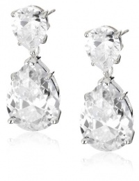 CZ by Kenneth Jay Lane Traditional Collection 6 CTTW Double Pear Cubic Zirconia Drop Earrings CZ by Kenneth Jay Lane Traditional Collection 6 CTTW Double Pear Cubic Zirconia Drop Earrings
