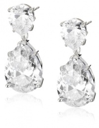 CZ by Kenneth Jay Lane Traditional Collection 6 CTTW Double Pear Cubic Zirconia Drop Earrings