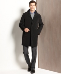 A minimalist style with maximum function: Calvin Klein revisits the mod look of Sixties topcoats in this slim, unbelted raincoat that combines a waterproof shell with a removable liner. A minimalist style with maximum function: Calvin Klein revisits the mod look of Sixties topcoats in this slim, unbelted raincoat that combines a waterproof shell with a removable liner.