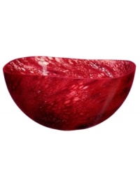 Embrace the exotic side of Kosta Boda with this large Dino bowl. Heavy art glass in a fluid, organic shape and rich shades of burgundy punctuates decor with mesmerizing beauty. A glossy, textured finish makes every inch unique. Embrace the exotic side of Kosta Boda with this large Dino bowl. Heavy art glass in a fluid, organic shape and rich shades of burgundy punctuates decor with mesmerizing beauty. A glossy, textured finish makes every inch unique.