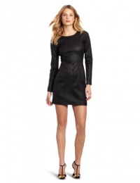 Halston Heritage Women's Long Sleeve Stretch Leather Dress, Black, 8 Halston Heritage Women's Long Sleeve Stretch Leather Dress, Black, 8