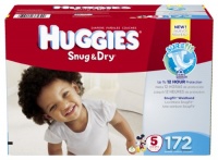 Huggies Snug and Dry Diapers, Size 5, Economy Plus Pack, 172 Count Huggies Snug and Dry Diapers, Size 5, Economy Plus Pack, 172 Count