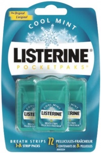 Listerine PocketPaks Breath Strips, Cool Mint, 72 Count (Pack of 2)