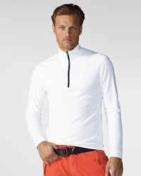Designed with a bold contrast zipper for a pop of sporty style, this lightweight microfiber pullover features allover mini perforations for supreme breathability. Designed with a bold contrast zipper for a pop of sporty style, this lightweight microfiber pullover features allover mini perforations for supreme breathability.