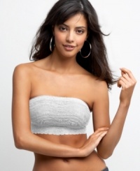 Less is more! This stretchy lace bandeau top from Free People is a fun (and sexy) layering piece. Less is more! This stretchy lace bandeau top from Free People is a fun (and sexy) layering piece.